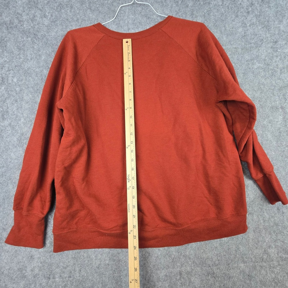Champion Crewneck Sweatshirt Women 2X Burnt Orange Rust Spellout Fleece Pullover - Picture 7 of 9